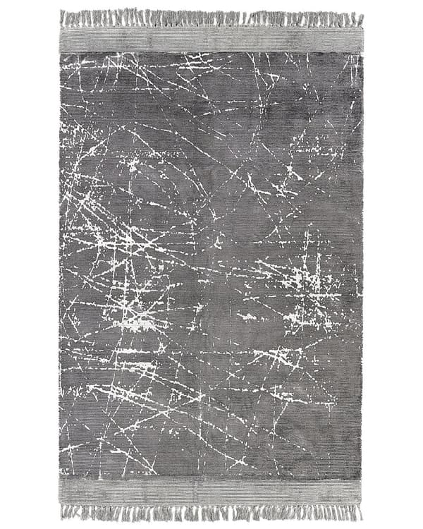 Matto harmaa 160 x 230 cm viskoosi puuvilla abstrakti suorakulmio tupsut moderni