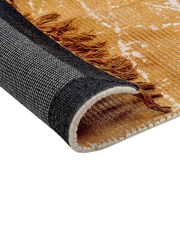 Teppe Oransje Viskose Bomull 160 x 230 cm Viskoseteppe med frynser Dekorativt Tilbehør Moderne Glamour