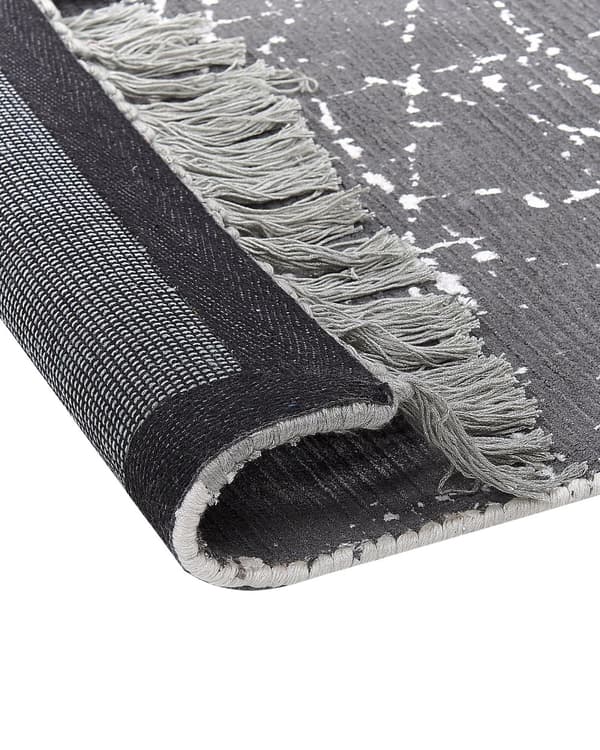 Teppe Grå Viskose Bomull 80 x 150 cm Viskoseteppe med frynser Dekorativt Tilbehør Moderne Glamour