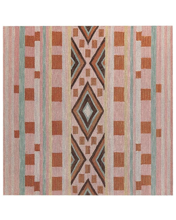 Teppe Flerfarget Ull 200 x 200 cm Geometrisk mønster Håndtuftet Boho Dekorativt Innredning Stue Soverom