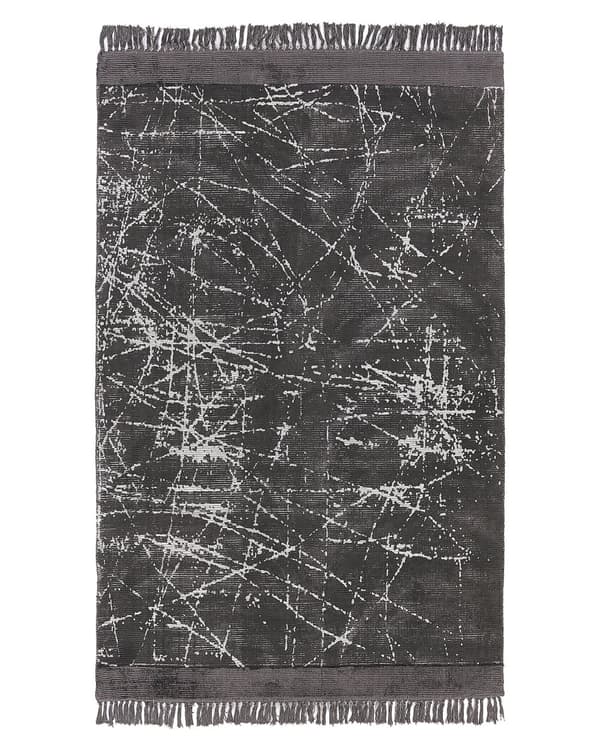 Teppe Mørkegrå Viskose Bomull 140 x 200 cm Viskoseteppe med frynser Dekorativt Tilbehør Moderne Glamour