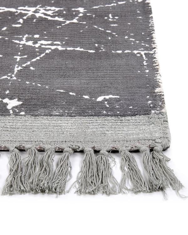 Teppe Grå Viskose Bomull 160 x 230 cm Viskoseteppe med frynser Dekorativt Tilbehør Moderne Glamour