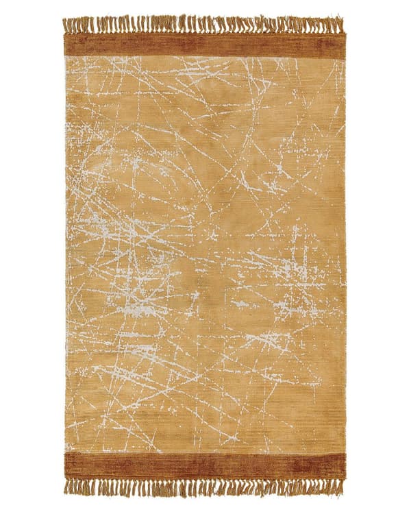 Matta Orange Viskos med Bomullsbaksida och Fransar 140 x 200 cm Modern Glamorös