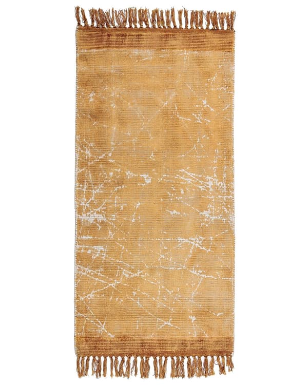 Matta Orange Viskos med Bomullsbaksida och Fransar 80 x 150 cm Modern Glamorös