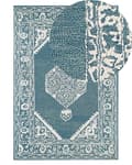 Miniatyrbild 1 av 6: Matta Vit Blå Ull 140 x 200 cm Plattväv Handtuftad Orientaliskt Mönster
