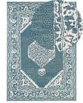 Miniatyrbild 1 av 6: Matta Vit Blå Ull 160 x 230 cm Plattväv Handtuftad Orientaliskt Mönster