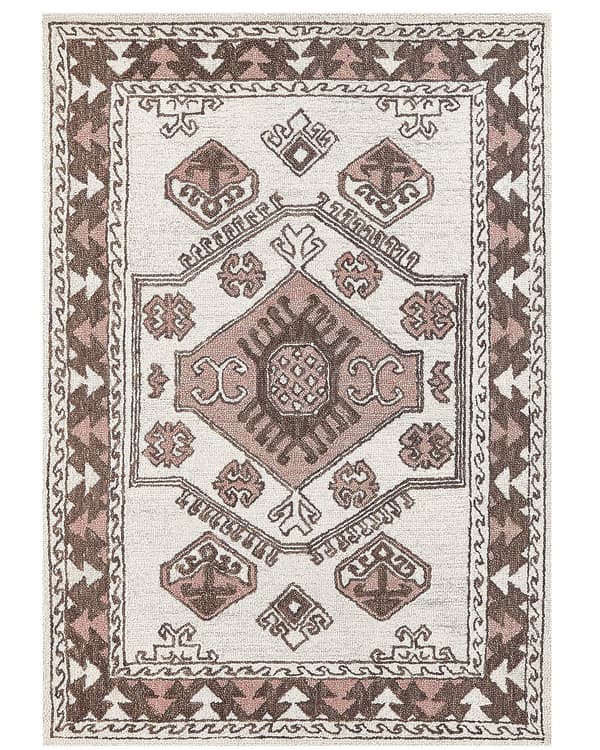 Matta Flerfärgad Ull 80 x 150 cm Handtuftad Geometriskt Orientaliskt Mönster Bohemisk Vardagsrum Sovrum