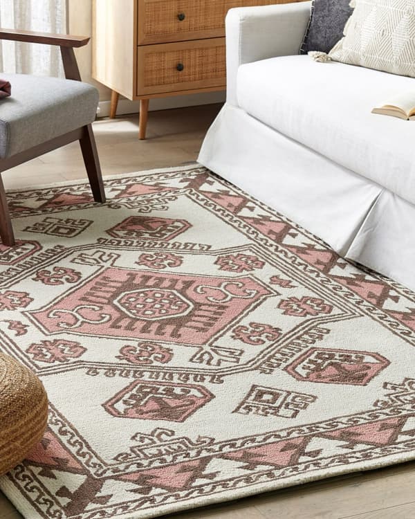 Matta Flerfärgad Ull 80 x 150 cm Handtuftad Geometriskt Orientaliskt Mönster Bohemisk Vardagsrum Sovrum