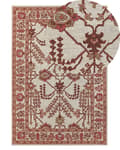 Miniatyrbild 1 av 6: Matta Orange och Beige Ull 140 x 200 cm Handtuftad Orientaliskt Mönster Bohemisk Vardagsrum Sovrum