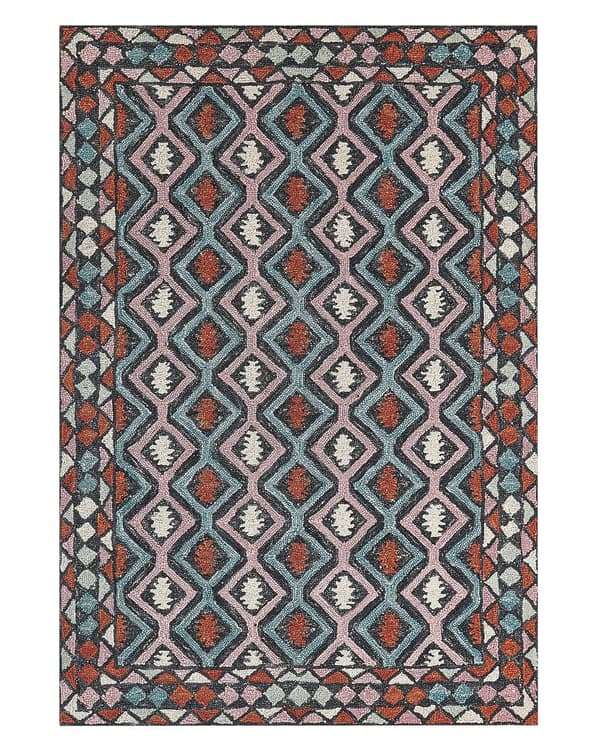 Matta Flerfärgad Ull 140 x 200 cm Plattväv Handtuftad Geometriskt Orientaliskt Mönster
