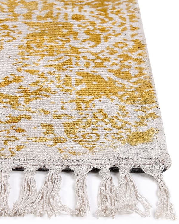 Matto keltainen beige 80 x 150 cm viskoosi itämainen kuvio suorakulmio boho