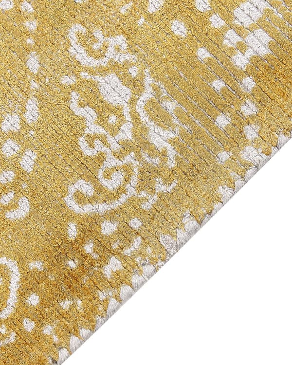 Matto keltainen beige 80 x 150 cm viskoosi itämainen kuvio suorakulmio boho