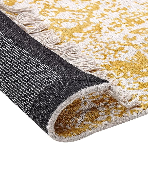 Matto keltainen beige 80 x 150 cm viskoosi itämainen kuvio suorakulmio boho