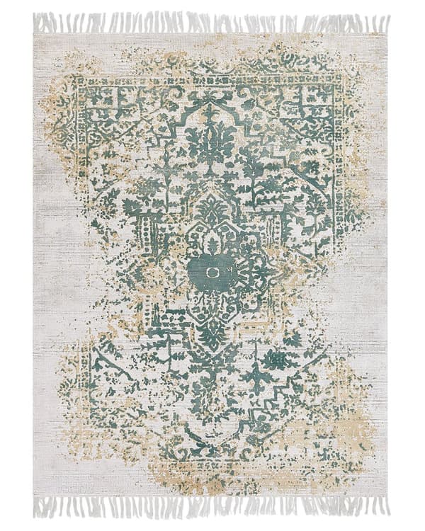 Matto vaalea beige vihreä 160 x 230 cm viskoosi itämainen kuvio suorakulmio boho
