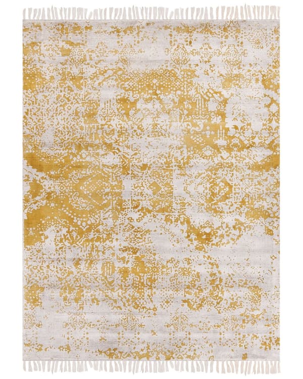 Matto keltainen beige 160 x 230 cm viskoosi itämainen kuvio suorakulmio boho