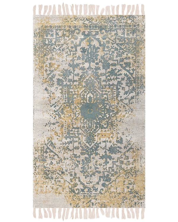 Teppe Viskose Vintage gul Grønn 80 x 150 cm Orientalsk Stue Soverom