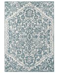 Miniatyrbillede 4 af 6: Gulvtæppe Hvid Blå Uld 160 x 230 cm Dekorativ Orientalsk Håndtuftet Mønster Uldtæppe til Stue under Sofabord og Spisebord Boho Indretning