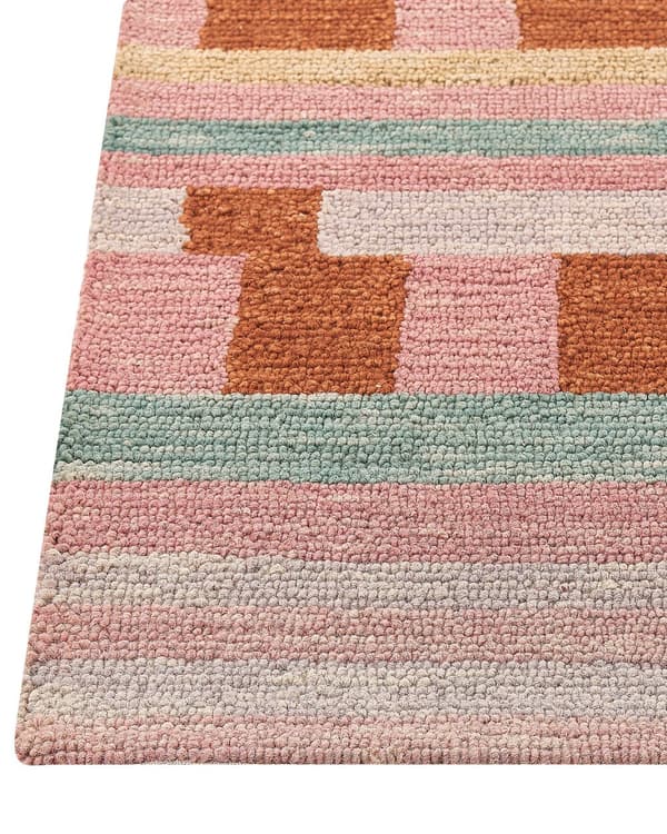 Område Tæppe Flerfarvet Uld 80 x 150 cm Håndtuftet geometrisk mønster Boho Stue Soveværelse