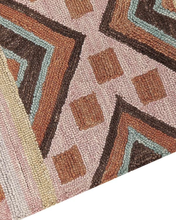Område Tæppe Flerfarvet Uld 80 x 150 cm Håndtuftet geometrisk mønster Boho Stue Soveværelse