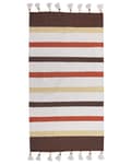 Miniatyrbilde 1 av 6: Gulvteppe Teppe Brun Beige Stripet Bomull 80 x 150 cm Rektangulært Håndvevd