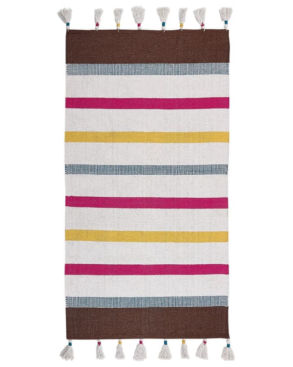 Gulvteppe Teppe Flerfarget Stripet Bomull 80 x 150 cm Rektangulært Håndvevd
