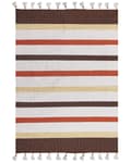 Miniatyrbilde 1 av 6: Gulvteppe Teppe Brun Beige Stripet Bomull 160 x 230 cm Rektangulært Håndvevd