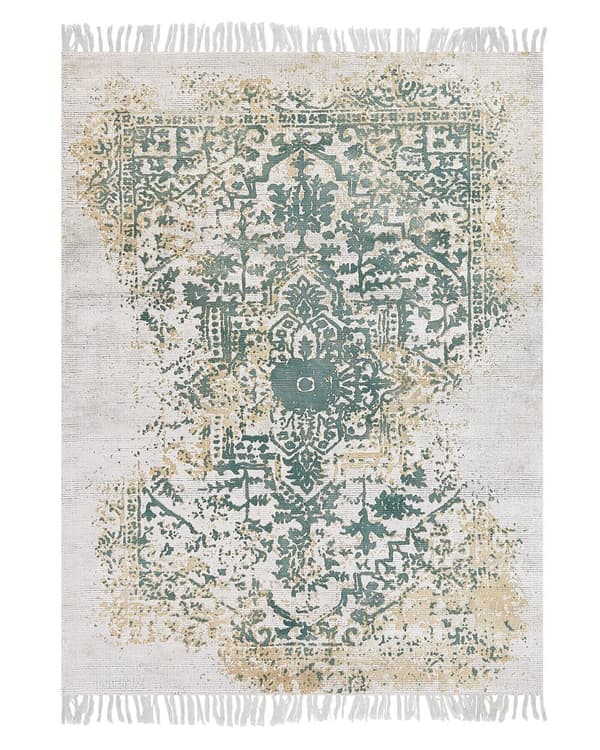 Viskosmatta Beige och Grön 140 x 200 cm Orientalisk Vardagsrum Sovrum