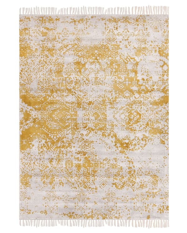 Viskosmatta Gul och Beige 140 x 200 cm Orientalisk Vardagsrum Sovrum