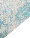 Miniatyrbillede 6 af 7: Tæppe blå og beige viskose med bomuldsbagside med frynser 80 x 150 cm Vintage distressed mønster