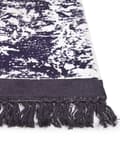 Miniatyrbillede 5 af 7: Tæppe Violet og hvid viskose med bomuldsbagside med frynser 80 x 150 cm Vintage distressed mønster