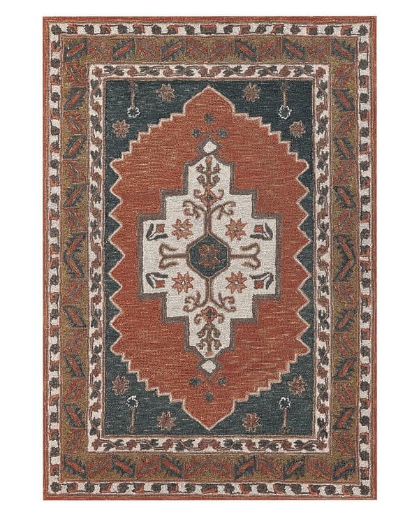 Gulvtæppe Multifarvet Uld 140 x 200 cm Dekorativ Orientalsk Håndtuftet Mønster Uldtæppe til Stue under Sofabord og Spisebord Boho Indretning