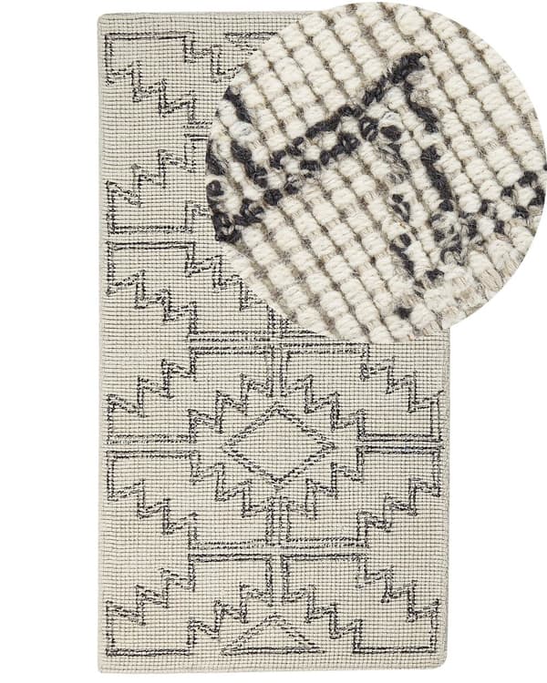 Matto vaalea beige musta 80 x 150 cm villa geometrinen kuvio suorakulmio moderni