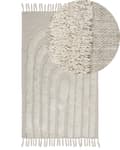 Pikkukuva 1 / 7: Matto vaalea beige 80 x 150 cm puuvilla suorakulmio tupsut tuftattu pörröinen boho