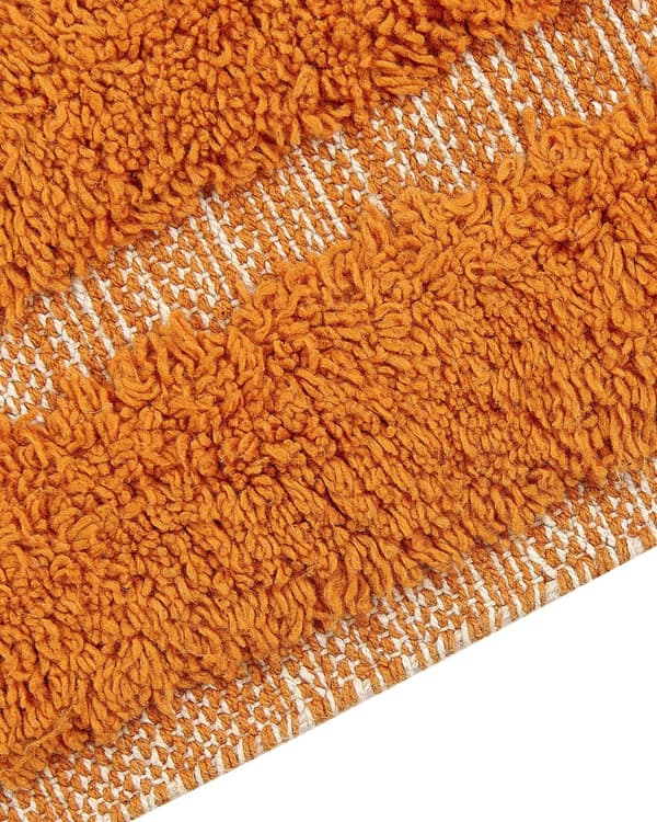 Matto oranssi 80 x 150 cm puuvilla suorakulmio tupsut tuftattu pörröinen boho