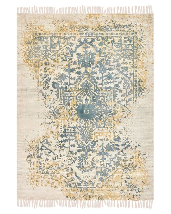Viskose Tæppe Gul og Grøn 140 x 200 cm Orientalsk nødstedt Stue Soveværelse