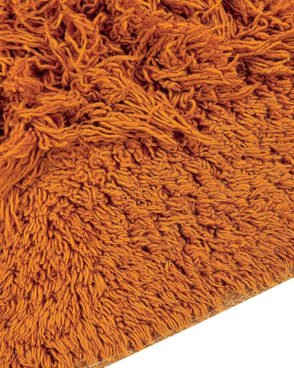 Gulvtæppe Orange Bomuld 80 x 150 cm Moderne Rektangulær Løs Fladvævet Tæppe til Stuen Soveværelse Tuftet Design Tilbehør