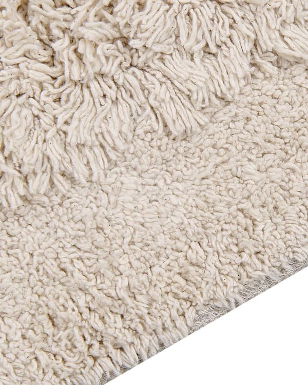 Matta Ljusbeige Bomull 140 x 200 cm Trasmatta med Tofsar Bohemisk Stil