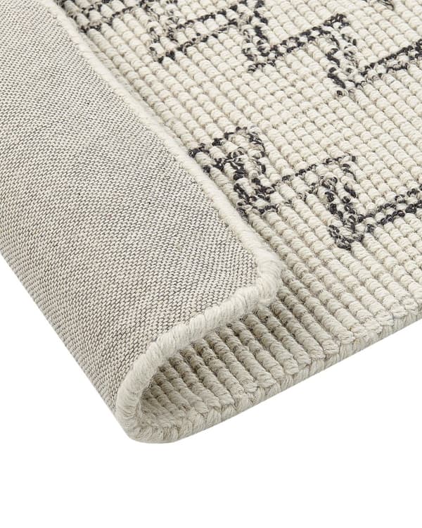 Teppe Beige Svart Ull 80 x 150 cm Geometrisk mønster Håndtuftet Boho Dekorativt Stue Soverom