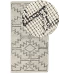 Miniatyrbilde 1 av 7: Teppe Beige Svart Ull 80 x 150 cm Geometrisk mønster Håndtuftet Boho Dekorativt Stue Soverom