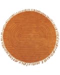 Miniatyrbilde 4 av 6: Teppe Oransje Bomull ø 140 cm Rundt teppe Frynser Mønster Boho Dekorativt Stue Soverom