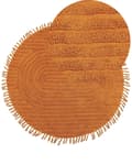 Miniatyrbilde 1 av 6: Teppe Oransje Bomull ø 140 cm Rundt teppe Frynser Mønster Boho Dekorativt Stue Soverom