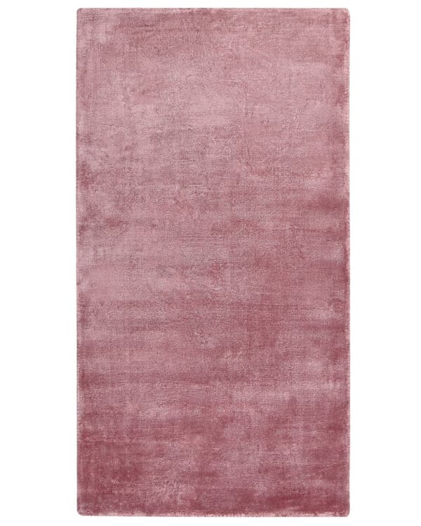 Teppe Rosa Viskose 80 x 150 cm Håndvevd Kort lugg Moderne Dekorativt Stue Soverom