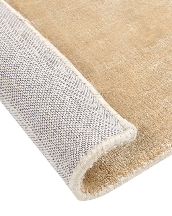 Teppe Sandbeige Viskose 140 x 200 cm Håndvevd Kort lugg Moderne Dekorativt Stue Soverom