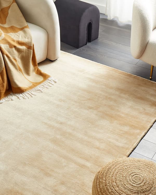 Teppe Sandbeige Viskose 140 x 200 cm Håndvevd Kort lugg Moderne Dekorativt Stue Soverom