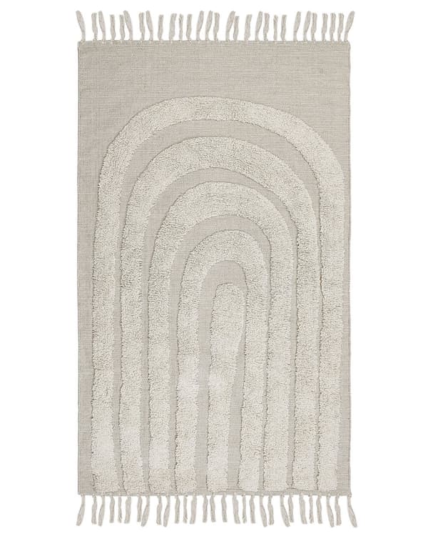 Bomullsteppe Teppe Beige Bomull 80 x 150 cm Shaggy Rektangulært med dusker Boho