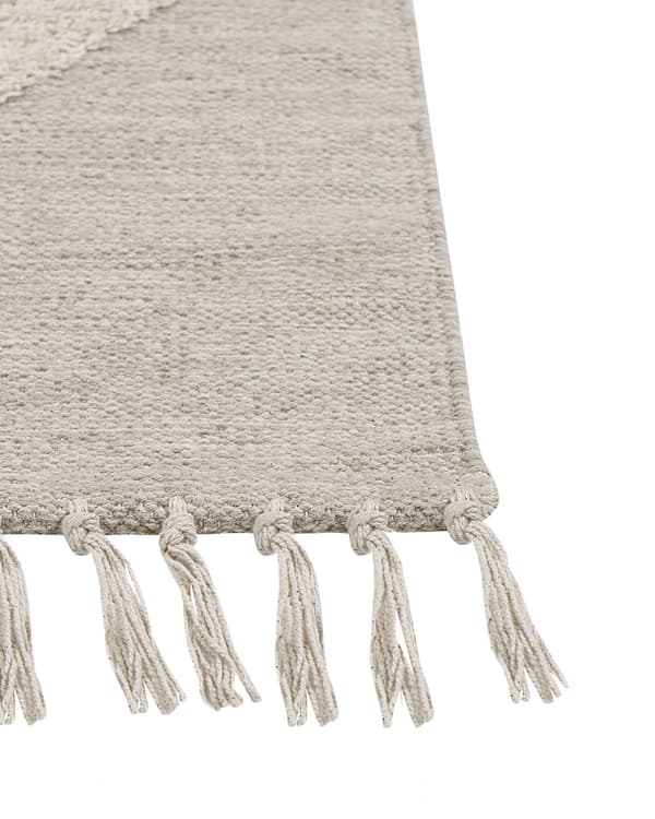 Bomullsteppe Teppe Beige Bomull 80 x 150 cm Shaggy Rektangulært med dusker Boho