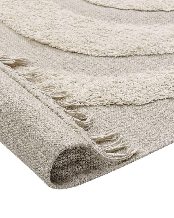 Bomullsteppe Teppe Beige Bomull 80 x 150 cm Shaggy Rektangulært med dusker Boho