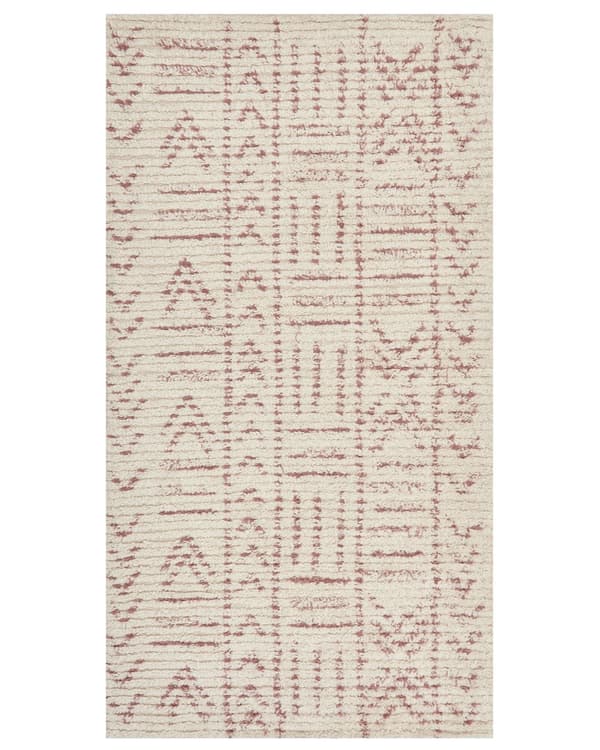 Tæppe Beige Bomuld 80 x 150 cm Geometrisk Mønster Håndtuftet Fladvævet Stue Soveværelse