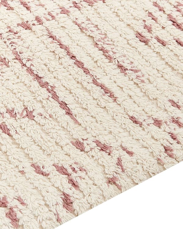 Tæppe Beige Bomuld 160 x 230 cm Geometrisk mønster Håndtuftet Fladvævet Stue Soveværelse
