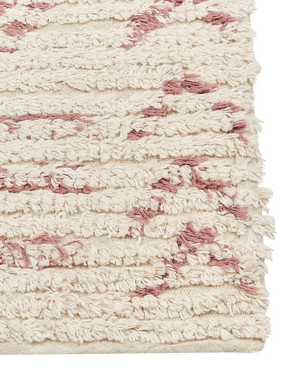 Tæppe Beige Bomuld 160 x 230 cm Geometrisk mønster Håndtuftet Fladvævet Stue Soveværelse